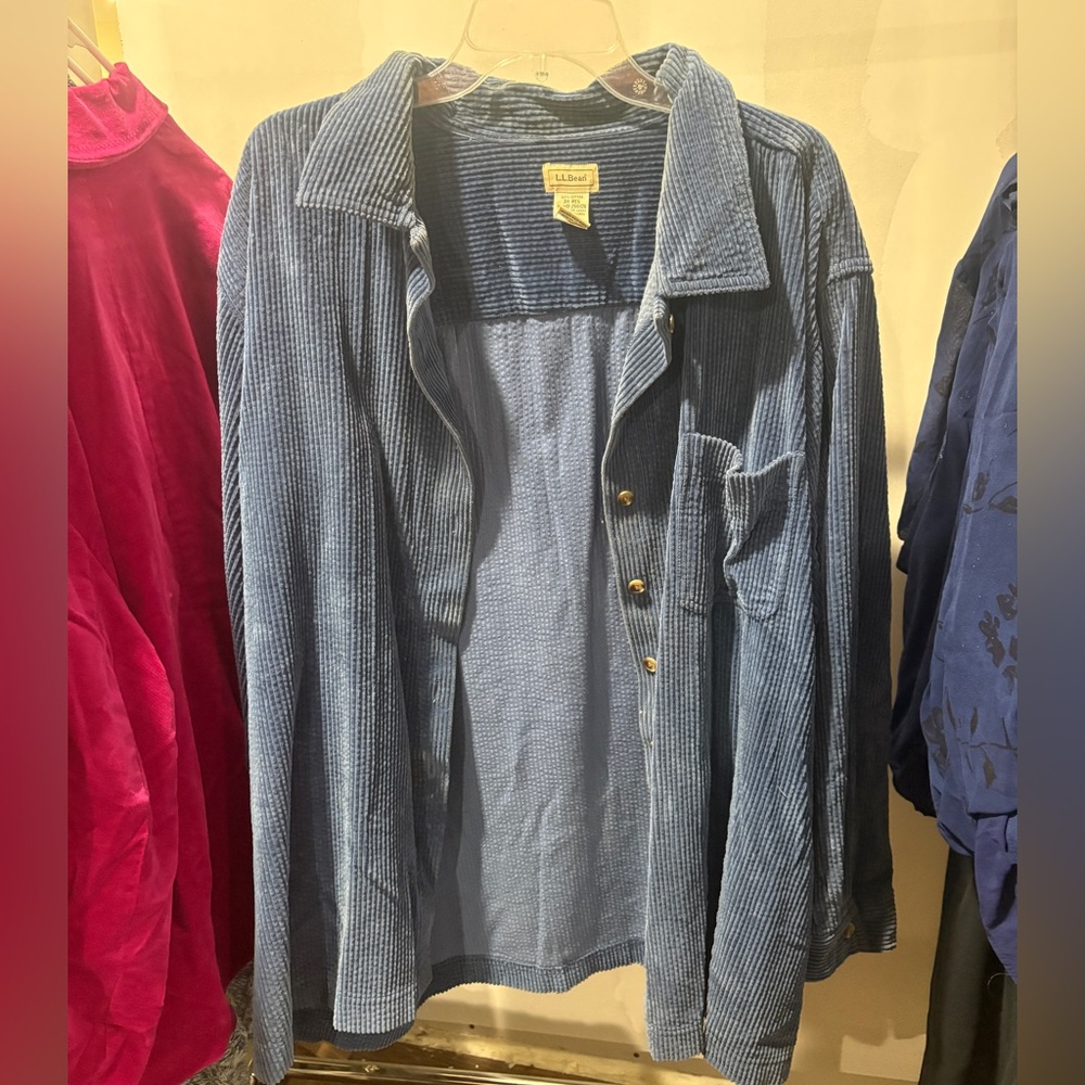 L.L. Bean Corduroy Shirt Shacket Womens 3XL Blue 267370